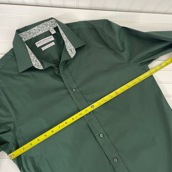 Nick Graham Everywhere Men’s Green Button Down Shirt Stretch Modern Fit Size L - Picture 6 of 6